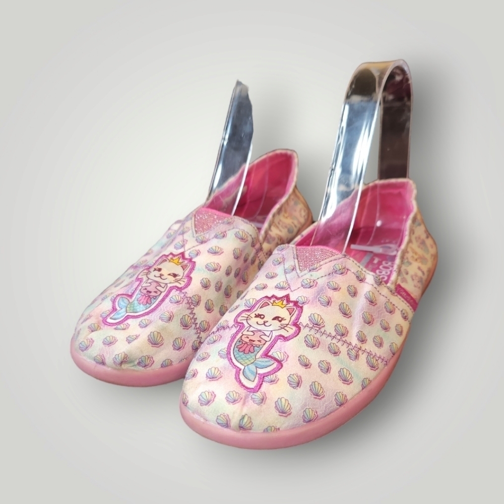 Lil Bobs by skechers kitten mermaid memory foam flat shoe youth 4